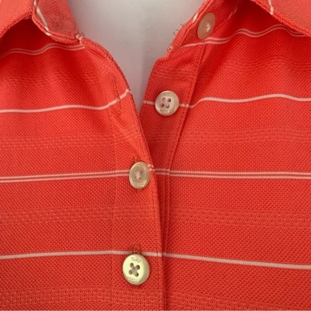 Nike Golf Dri Fit Sleeveless Coral Striped Polo Sz XS